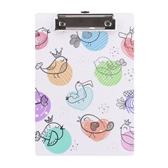 Cartoon Bird Cute Doodle Bird A5 Acrylic Clipboard by Bedest