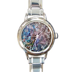 Abstract Blend V Round Italian Charm Watch by kaleidomarblingart