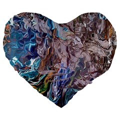 Abstract Blend V Large 19  Premium Flano Heart Shape Cushions by kaleidomarblingart