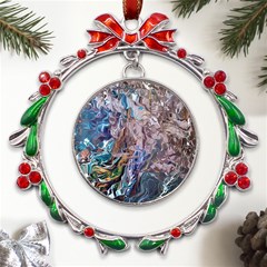 Abstract Blend V Metal X mas Wreath Ribbon Ornament by kaleidomarblingart