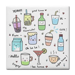 Drinks Cocktails Doodles Coffee Tile Coaster by Apen