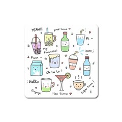 Drinks Cocktails Doodles Coffee Square Magnet by Apen