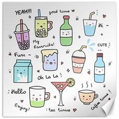 Drinks Cocktails Doodles Coffee Canvas 16  X 16  by Apen