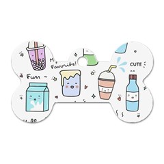 Drinks Cocktails Doodles Coffee Dog Tag Bone (two Sides) by Apen