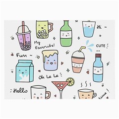 Drinks Cocktails Doodles Coffee Large Glasses Cloth (2 Sides) by Apen