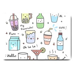 Drinks Cocktails Doodles Coffee Large Doormat by Apen