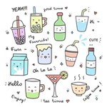 Drinks Cocktails Doodles Coffee Play Mat (Rectangle) Front