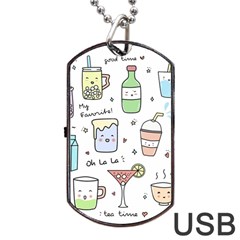 Drinks Cocktails Doodles Coffee Dog Tag Usb Flash (one Side) by Apen