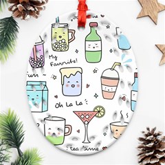 Drinks Cocktails Doodles Coffee Ornament (oval Filigree) by Apen