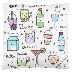 Drinks Cocktails Doodles Coffee Large Cushion Case (one Side) by Apen