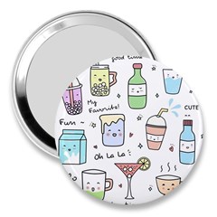 Drinks Cocktails Doodles Coffee 3  Handbag Mirrors by Apen