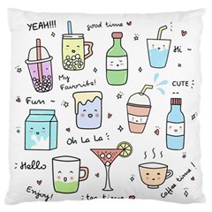 Drinks Cocktails Doodles Coffee Large Premium Plush Fleece Cushion Case (one Side) by Apen