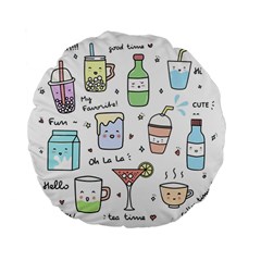 Drinks Cocktails Doodles Coffee Standard 15  Premium Flano Round Cushions by Apen