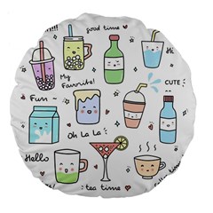 Drinks Cocktails Doodles Coffee Large 18  Premium Flano Round Cushions by Apen