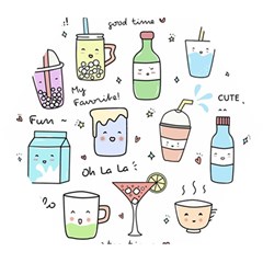 Drinks Cocktails Doodles Coffee Wooden Puzzle Hexagon by Apen