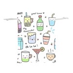 Drinks Cocktails Doodles Coffee Lightweight Drawstring Pouch (M) Front