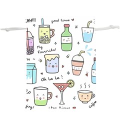 Drinks Cocktails Doodles Coffee Lightweight Drawstring Pouch (xl)