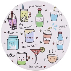 Drinks Cocktails Doodles Coffee Uv Print Round Tile Coaster by Apen