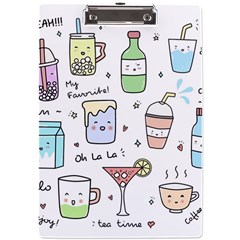 Drinks Cocktails Doodles Coffee A4 Acrylic Clipboard by Apen