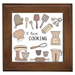 I Love Cooking Baking Utensils Knife Framed Tile by Apen