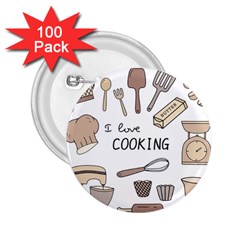 I Love Cooking Baking Utensils Knife 2 25  Buttons (100 Pack)  by Apen