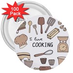 I Love Cooking Baking Utensils Knife 3  Buttons (100 pack)  Front