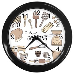 I Love Cooking Baking Utensils Knife Wall Clock (black) by Apen