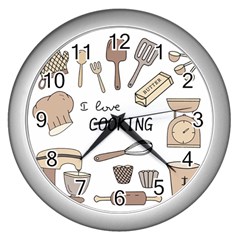 I Love Cooking Baking Utensils Knife Wall Clock (silver)