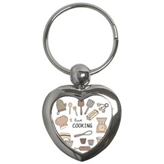 I Love Cooking Baking Utensils Knife Key Chain (heart) by Apen