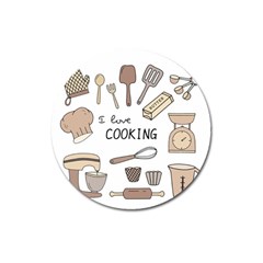 I Love Cooking Baking Utensils Knife Magnet 3  (round) by Apen