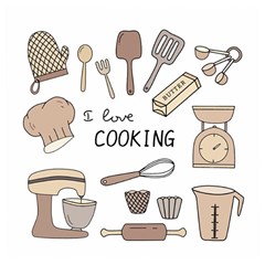 I Love Cooking Baking Utensils Knife Wooden Puzzle Square by Apen