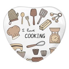 I Love Cooking Baking Utensils Knife Heart Glass Fridge Magnet (4 Pack) by Apen