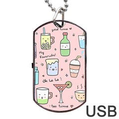 Drink Cocktail Doodle Coffee Dog Tag Usb Flash (two Sides) by Apen