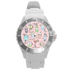 Drink Cocktail Doodle Coffee Round Plastic Sport Watch (l) by Apen