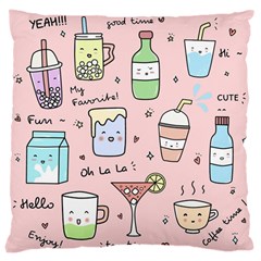 Drink Cocktail Doodle Coffee Large Cushion Case (two Sides) by Apen