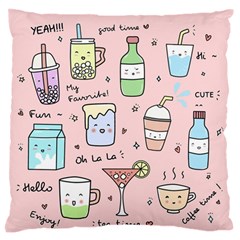 Drink Cocktail Doodle Coffee Large Premium Plush Fleece Cushion Case (two Sides) by Apen