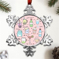 Drink Cocktail Doodle Coffee Metal Small Snowflake Ornament by Apen