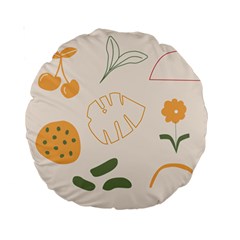 Cherries Flower Leaves Floral Standard 15  Premium Round Cushions by Apen