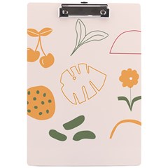 Cherries Flower Leaves Floral A4 Acrylic Clipboard by Apen