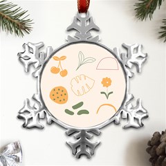 Cherries Flower Leaves Floral Metal Small Snowflake Ornament by Apen