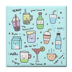 Drinks Cocktails Doodle Coffee Tile Coaster by Apen