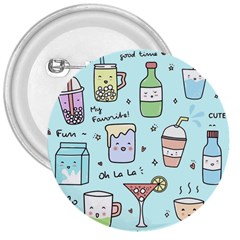 Drinks Cocktails Doodle Coffee 3  Buttons by Apen