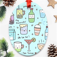 Drinks Cocktails Doodle Coffee Oval Ornament (two Sides) by Apen