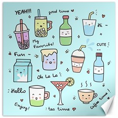 Drinks Cocktails Doodle Coffee Canvas 16  X 16  by Apen