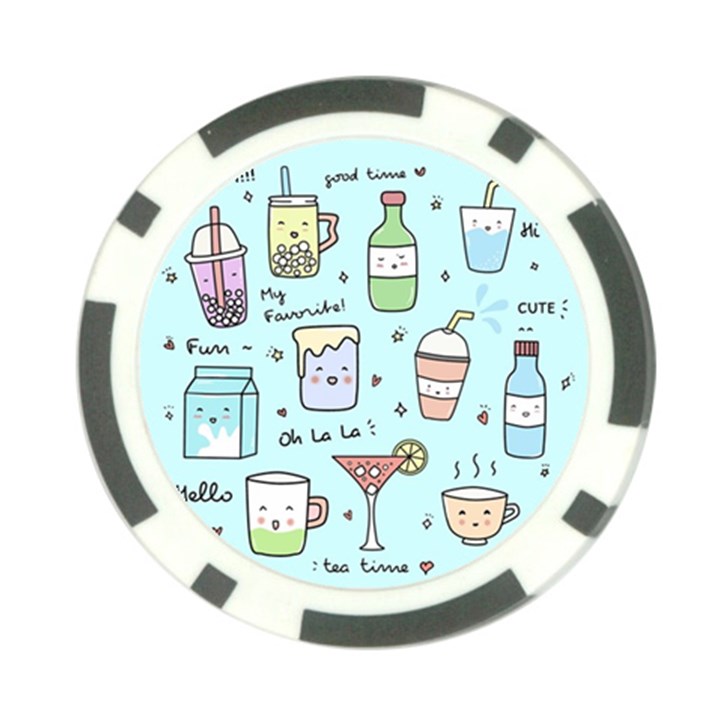 Drinks Cocktails Doodle Coffee Poker Chip Card Guard (10 pack)