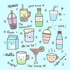 Drinks Cocktails Doodle Coffee Play Mat (square) by Apen