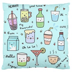 Drinks Cocktails Doodle Coffee Large Cushion Case (two Sides) by Apen