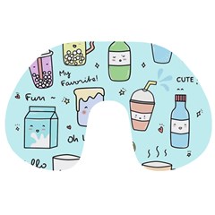 Drinks Cocktails Doodle Coffee Travel Neck Pillow by Apen