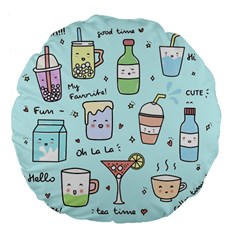 Drinks Cocktails Doodle Coffee Large 18  Premium Flano Round Cushions by Apen