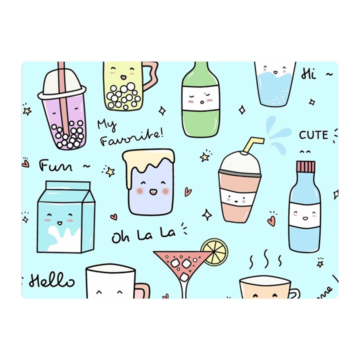 Drinks Cocktails Doodle Coffee Two Sides Premium Plush Fleece Blanket (Mini)